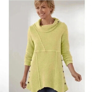Soft Surroundings Cowl Neck Asymmetrical Sweater SP